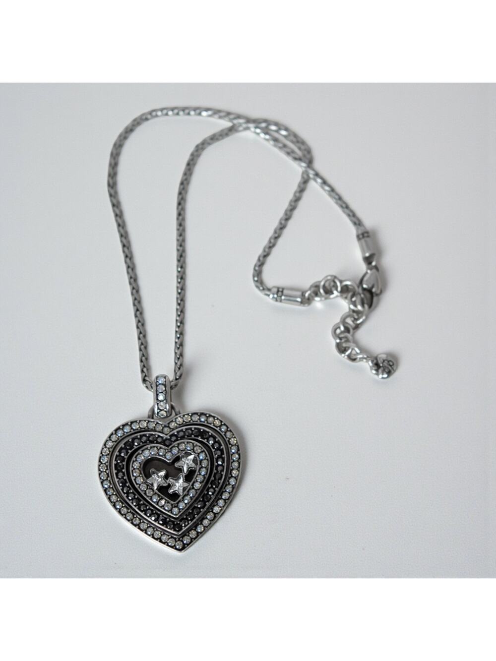 Brighton Starlight Heart Crystal Pendant Necklace Silver Plated Lobster Clasp